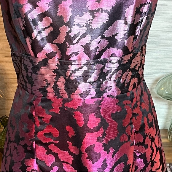 Madison Pleated Collar Pink Purple Animal Print sheath Dress Halter Size 12 NWOT - Picture 3 of 8